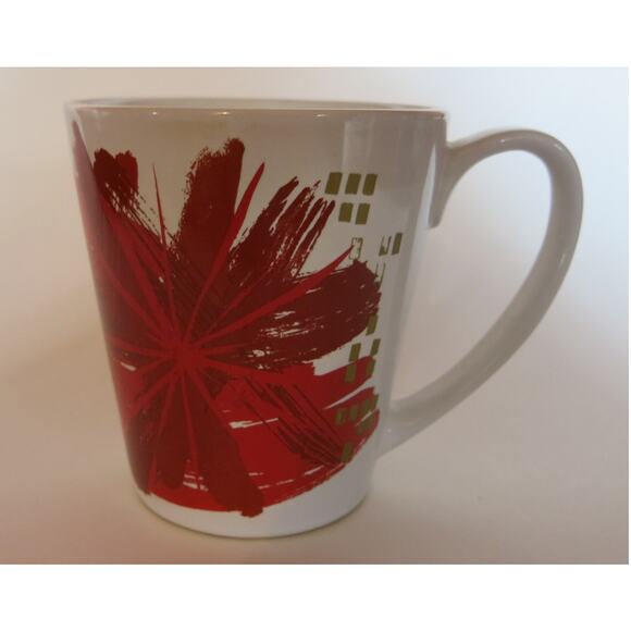 STARBUCKS Holiday Christmas Mug Red Gold Flower Coffee Tea Mug 2014 Winter - Picture 2 of 4